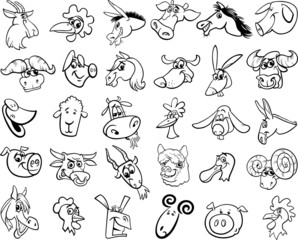 farm animals set coloring page