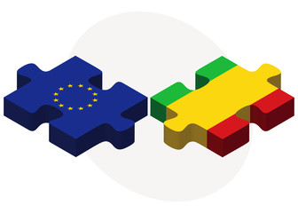 European Union and Mali Flags in puzzle