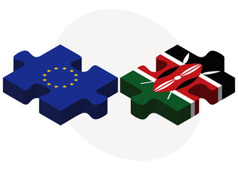 Obraz premium European Union and Kenya Flags in puzzle