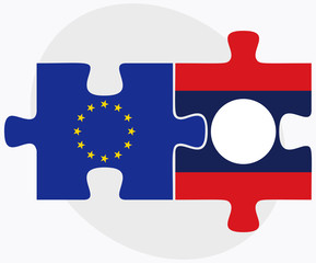 European Union and Laos Flags in puzzle