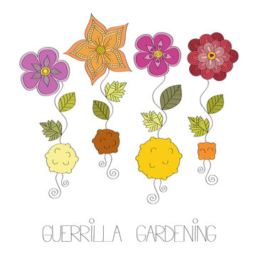 Guerrilla gardening vector illustration