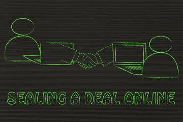 people virtually shaking hands online, sealing a deal online