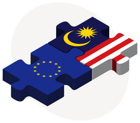 European Union and Malaysia Flags in puzzle