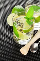 Mojito cocktail and ingredients