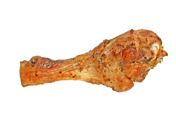 Grilled chicken leg on a white background