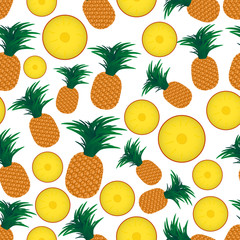 colorful pineapple fruits and half fruits seamless pattern eps10