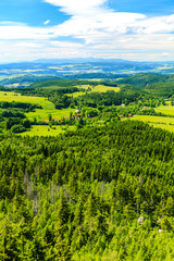 Fototapeta premium Summer inspirational landscape green forest and mountains