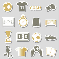 soccer football simple black stickers set eps10 - 84807216
