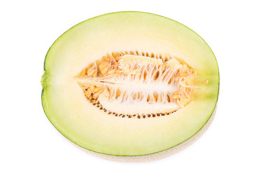 Part of the green japanese melon in isolated