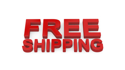 3D Free Shipping text. Isolated on white background