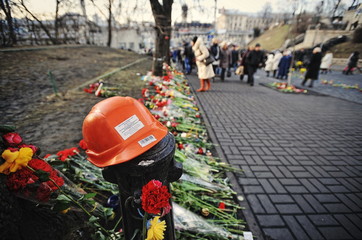 KYIV, UKRAINE - FEBRUARY 2014: Euromaidan. Revolution of Freedom