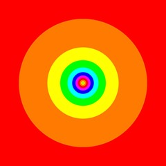 Concentric oncoming abstract symbol, rainbow 