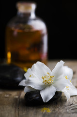 Fototapeta na wymiar Jasmin flower and scented oil
