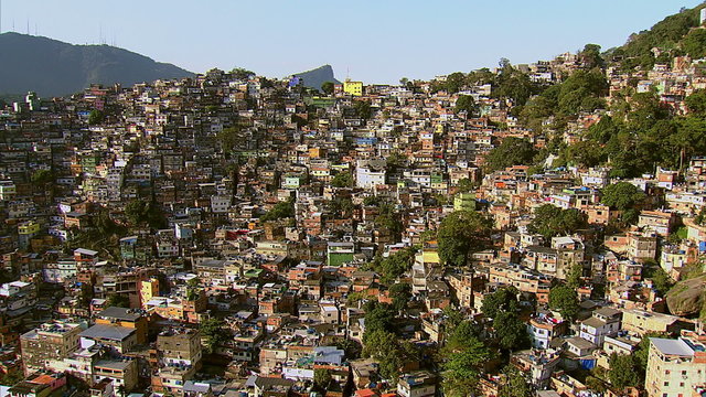 Aerial view of Rocinha, Brazil's largest favela, Rio de Janeiro, Brazil