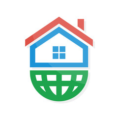 Vector logo combination of a home and earth