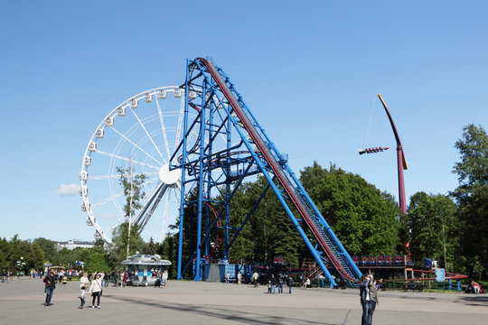 The Ferris wheel and high hill.