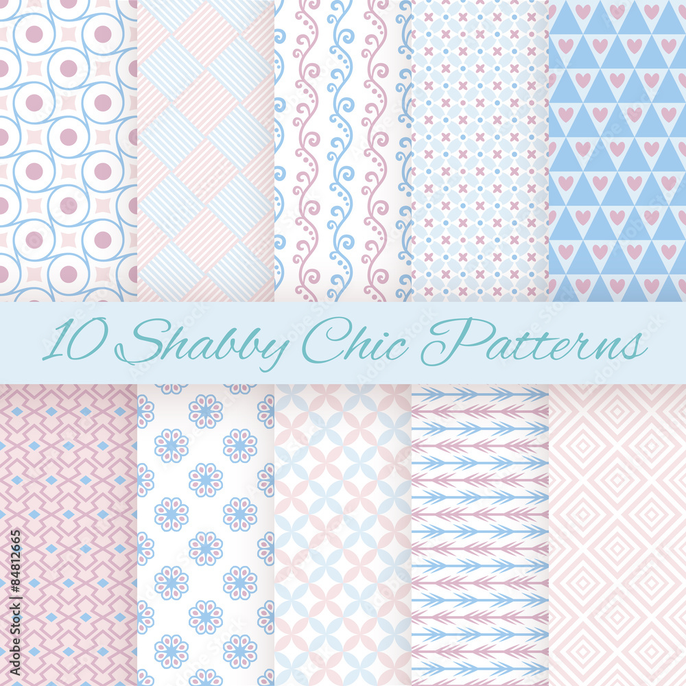 Wall mural pastel retro different vector seamless patterns