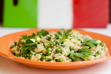 Delicious pasta with parsley and cheese 