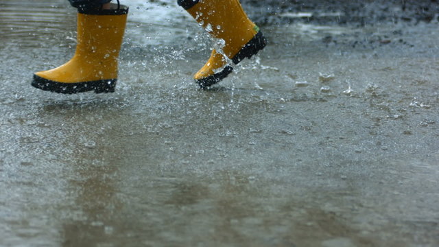 Running through puddles