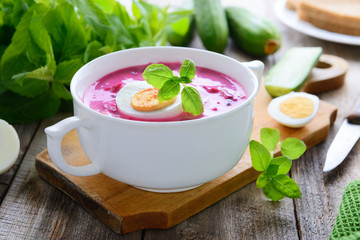 Russian cold beetroot soup