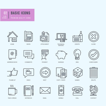 Thin line icons set. Universal icons for website and app design.    