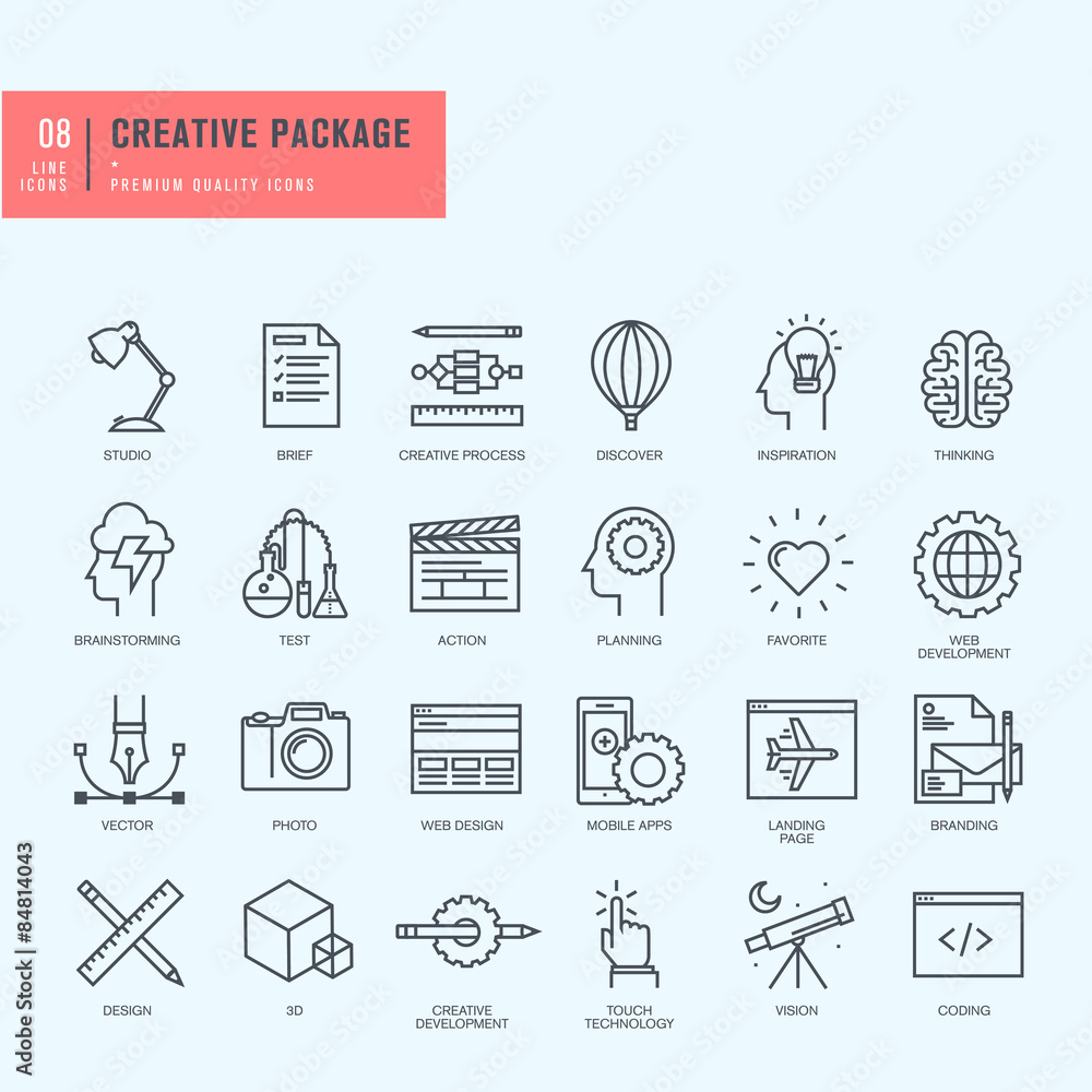 Poster thin line icons set. icons for graphic and web design.
