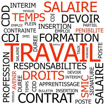 Nuage de mots cl&eacute;s "travail"