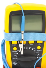 Old multimeter on a white background. Isolated image
