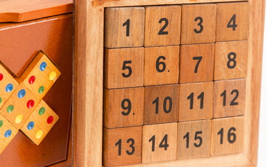 wooden puzzle on the table