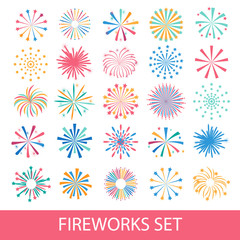 Colorful fireworks set isolated 