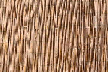 A wooden background with vertical reeds