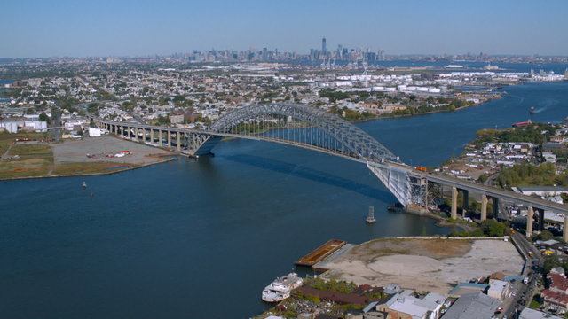 Aerial shot of Bayonne Bridge, New York 