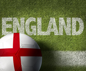 Soccer field with the text: England
