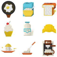 Flat icons for morning menu