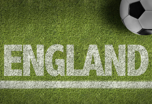 Soccer field with the text: England
