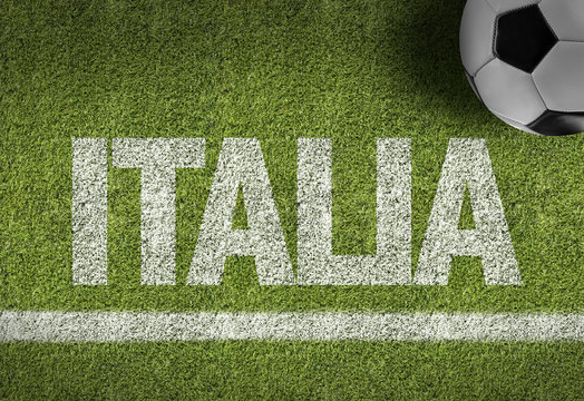 Soccer field with the text: Italy (in Italian)
