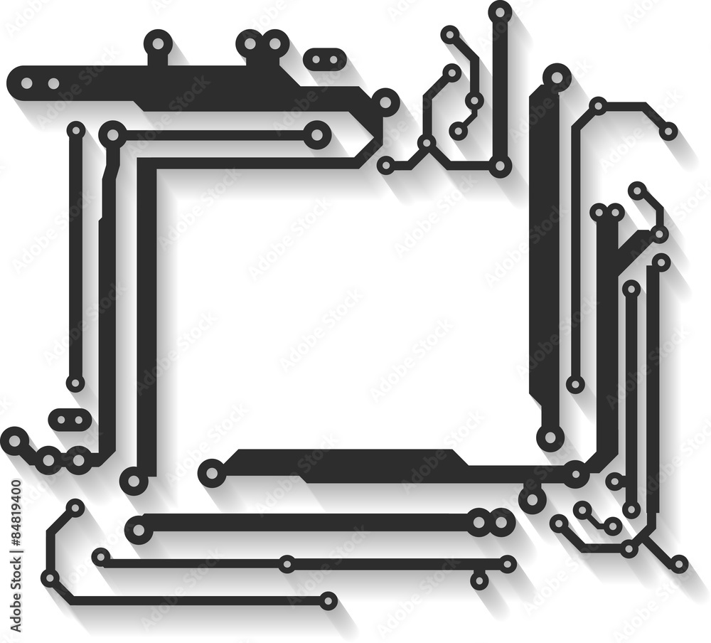 Aufkleber abstract vector frame with shadow in pcb-layout style.