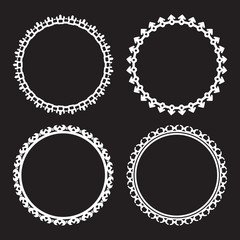 Set of round frames on a black background
