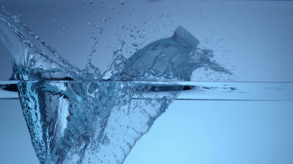 Water bottle splash in slow motion - Powered by Adobe