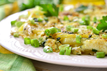 Tortilla - omelet with potato and onion.
