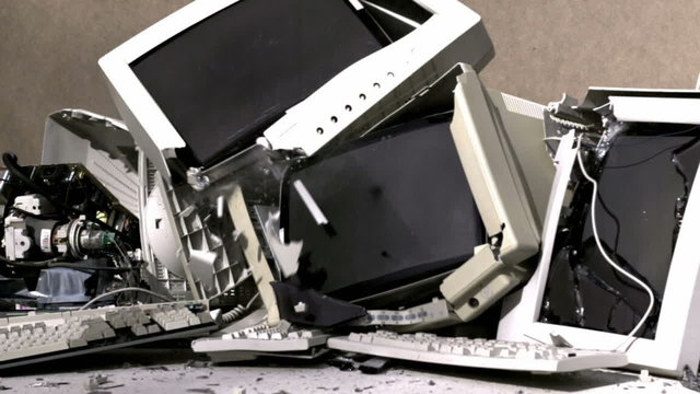 Computer destruction, slow motion