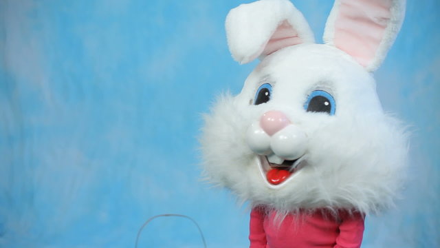 Child wearing Easter bunny head