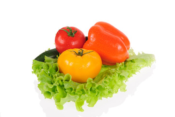 red tomato and  green salad