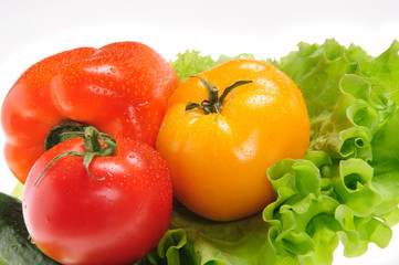 red tomato and  green salad