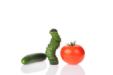 red tomato and cucumbers