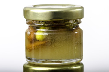 Honey with dried fruit and nuts.