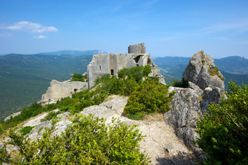 Obraz premium Peyrepertuse, Cathar Castle in the Aude region of France