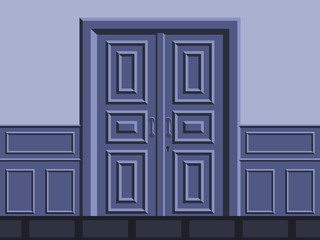 Framed door in the hallway in blue tones. - 84823670