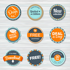 Vintage labels template set. Vector retro badges