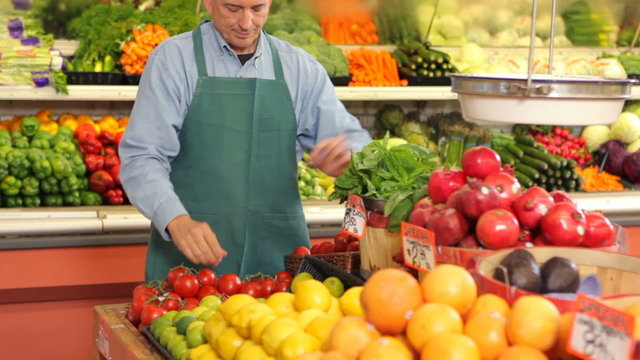 Portrait of produce man working at grocery store